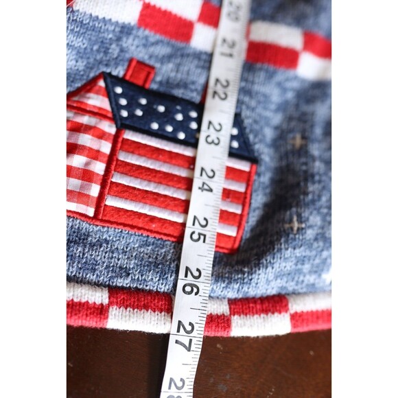 Vintage Americana Flag Red White & Blue Patriotic Inauguration Cardigan Sweater - Picture 3 of 12